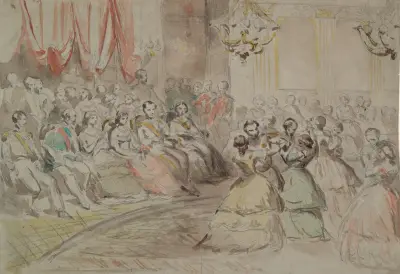 En statsbal, förmodligen med Napoleon III av Constantin Guys
