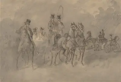 Körning i Bois de Boulogne av Constantin Guys