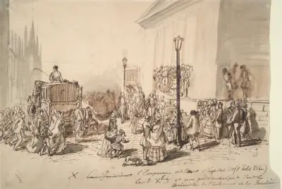 Mottagandet av kejsar Napoleon III på Hôtel-Dieu av Constantin Guys
