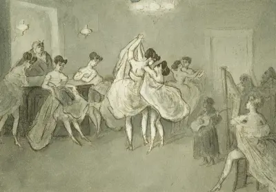Frauen, die in einem Bordell tanzen von Constantin Guys
