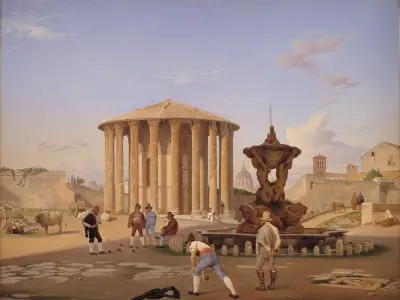Piazza della Bocca della Verità with the so-called Vesta Temple in Rome av Constantin Hansen