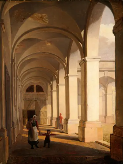 Portico of Christiansborg Castle, Copenhagen av Constantin Hansen