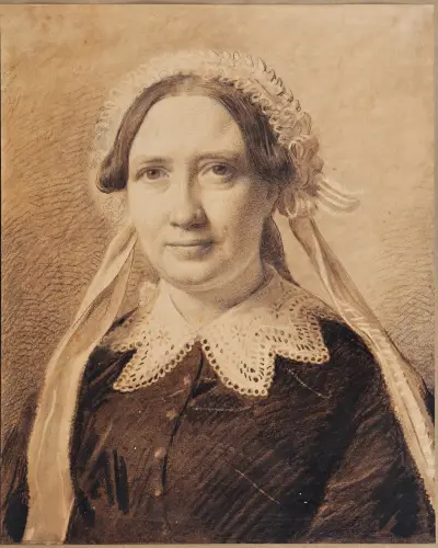 Portrait of Frederikke Vilhelmine Hage, born Faber av Constantin Hansen