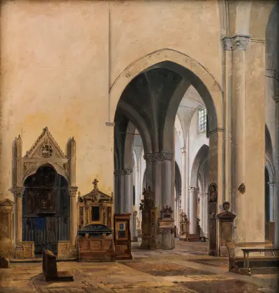 The interior of S. Maria sopra Minerva in Rome av Constantin Hansen