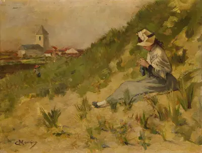 Meisje in de duinen te Mariakerke av Constantin Meunier