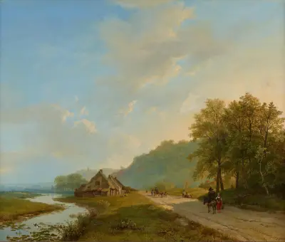 Blick auf den Weg der Hügelreihe von Beek bei Nijmegen av Barend Cornelis Koekkoek