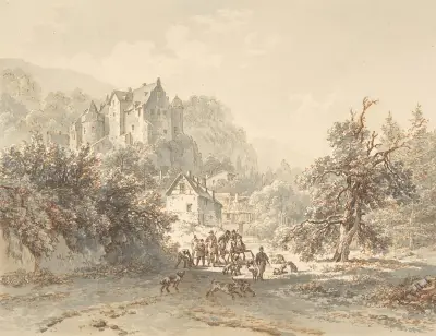 Landscape with a Hunting Party av Barend Cornelis Koekkoek