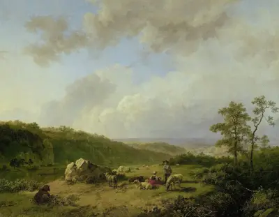 Landskap med hotande åskväder av Barend Cornelis Koekkoek