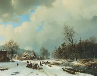 Winter scene av Barend Cornelis Koekkoek