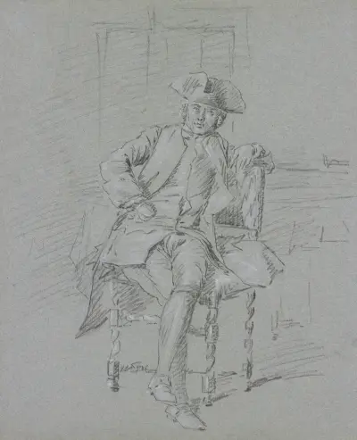 A sitting cavalier av Cornelis Troost