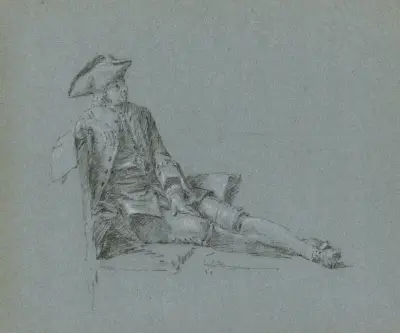 Kavalier auf einer Chaiselongue av Cornelis Troost