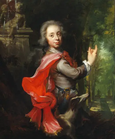 Porträt eines Jungen in einem Park von Cornelis Troost