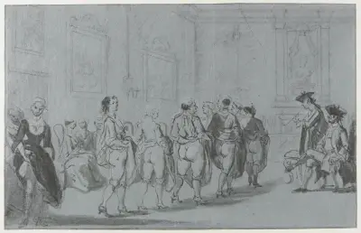 Prinz Eugen von Savoyen bei der Musterung einer Revue von Prostituierten von Cornelis Troost