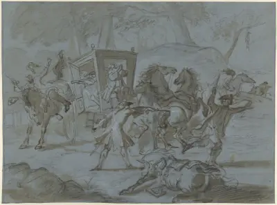 Roofoverval op een koets av Cornelis Troost