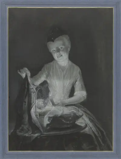 Sara Troost met haar pop av Cornelis Troost