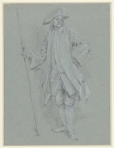 Stojący mężczyzna w pikowanym płaszczu, Cornelis Troost