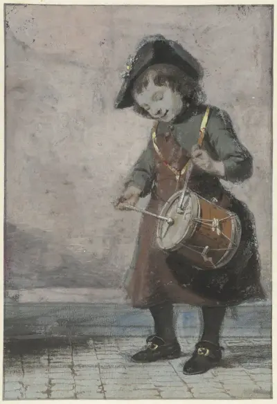 Trommelende jongen av Cornelis Troost