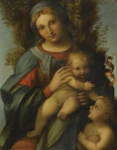 Madonna and Child with the Infant Saint John the Baptist av Correggio