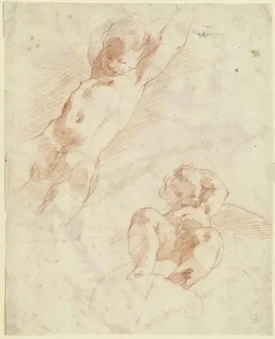 Two putti seen from below av Correggio