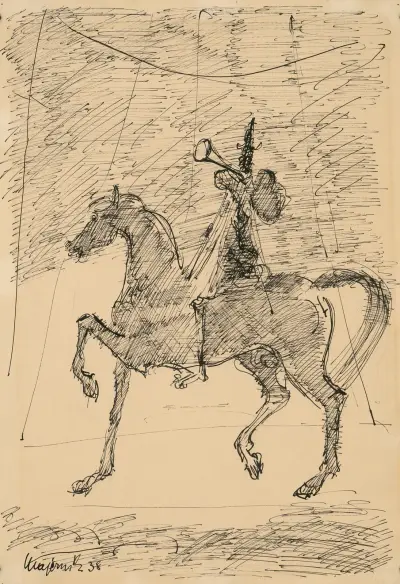 Clown auf einem Pferd von Cyprián Majerník