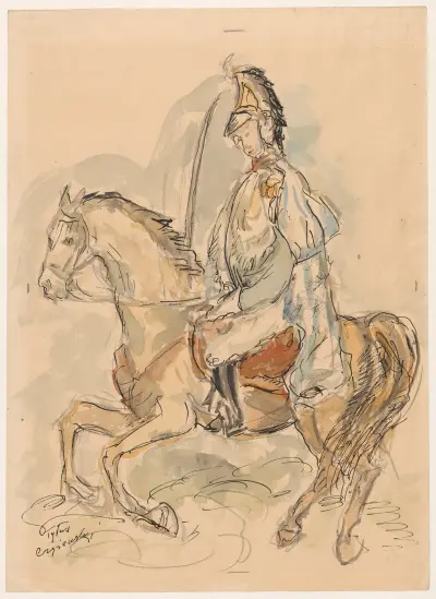 Sketch for the lost painting Cuirassier av Tytus Czyżewski