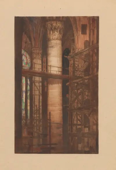 Church interior, 1911 av Feliks Jabłczyński