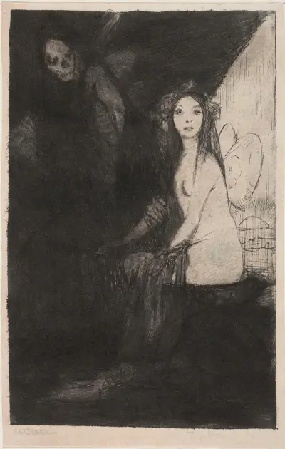 Death and Psyche, 1908 – nr 2 av Feliks Jabłczyński