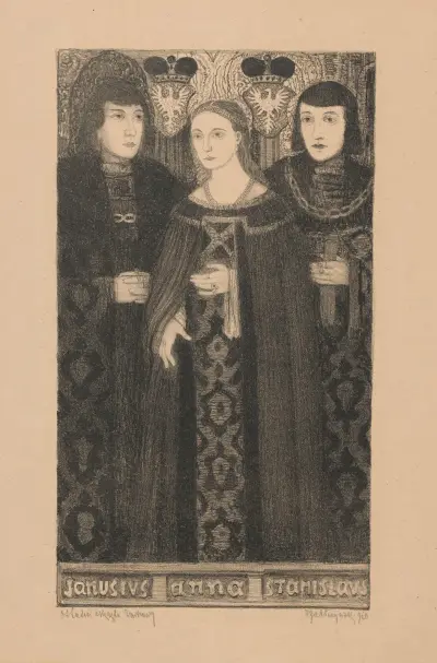 Janusz, Anna and Stanisław, the last Duke and Duchess of Mazowsze av Feliks Jabłczyński