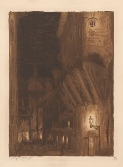 Street in Bologne, 1910 av Feliks Jabłczyński
