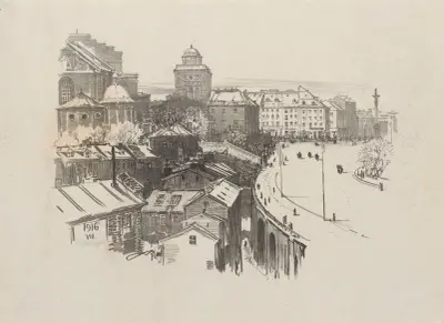 View of Krakowskie Przedmieście from the side of Zjazd av Feliks Jabłczyński