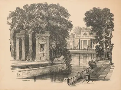 View of the Łazienki palace from the amphitheatre av Feliks Jabłczyński