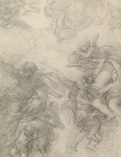 Gud Fadern med änglar som håller passionssymboler av Pietro da Cortona