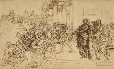 Sankta Cecilia delar ut allmosor till de fattiga av Pietro da Cortona