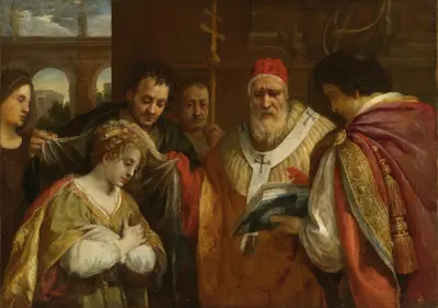 Saint Domitilla Receiving The Veil From Pope Clement I av Pietro da Cortona