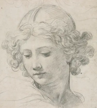 Studie för huvudet till Sankt Mikael av Pietro da Cortona