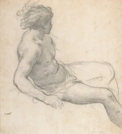 Studie av en sittande yngling för Guldåldern av Pietro da Cortona