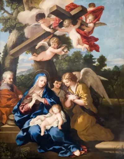 The Holy Family With Angels von Pietro da Cortona