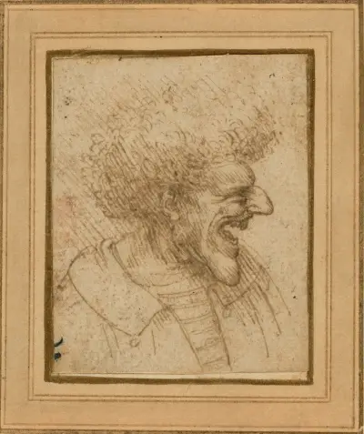 Karykatura mężczyzny z krzaczastymi włosami, Leonardo da Vinci
