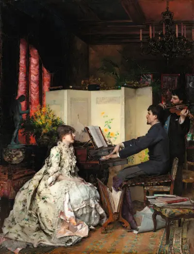 The duet av Pascal-Adolphe-Jean Dagnan-Bouveret