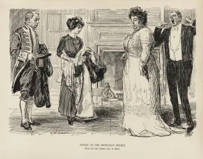 Advice to the mentally feeble – Never by any chance stay at home av Charles Dana Gibson
