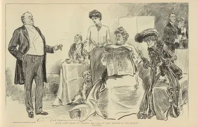 After some years of waiting, Mr. Tagg at last appears in the society columns av Charles Dana Gibson
