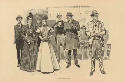 An elevated station, Charles Dana Gibson