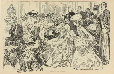 På en fashionabel begravning av Charles Dana Gibson