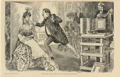 Mormor tar med barnet till fotografen av Charles Dana Gibson