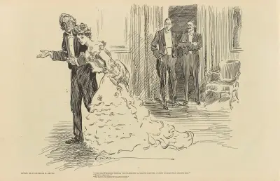 I see that professor gigham, the celebrated all-around scientist, is going to marry that college girl av Charles Dana Gibson