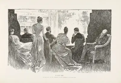 Skottår – De kära flickorna och förklädet vänjer sig vid baksätena av Charles Dana Gibson