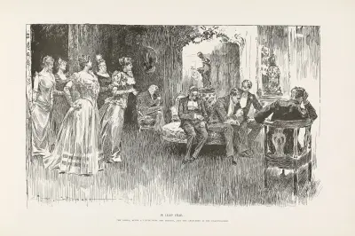 Skottår – Damerna, efter lite vin och tobak, sällar sig till herrarna i salongen av Charles Dana Gibson