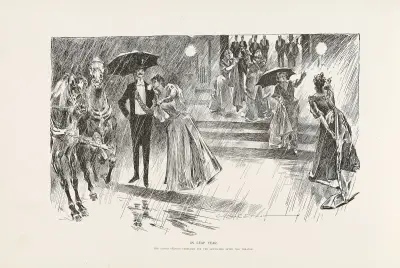 Skottår – Damerna kallar på vagnar åt herrarna efter teatern av Charles Dana Gibson