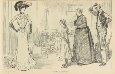 Studies in expression, the ‘chorus girl’s’ visit home av Charles Dana Gibson