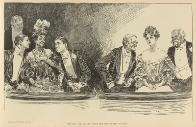Der Mann, für den sie wirklich schwärmt, sitzt auf der Galerie von Charles Dana Gibson